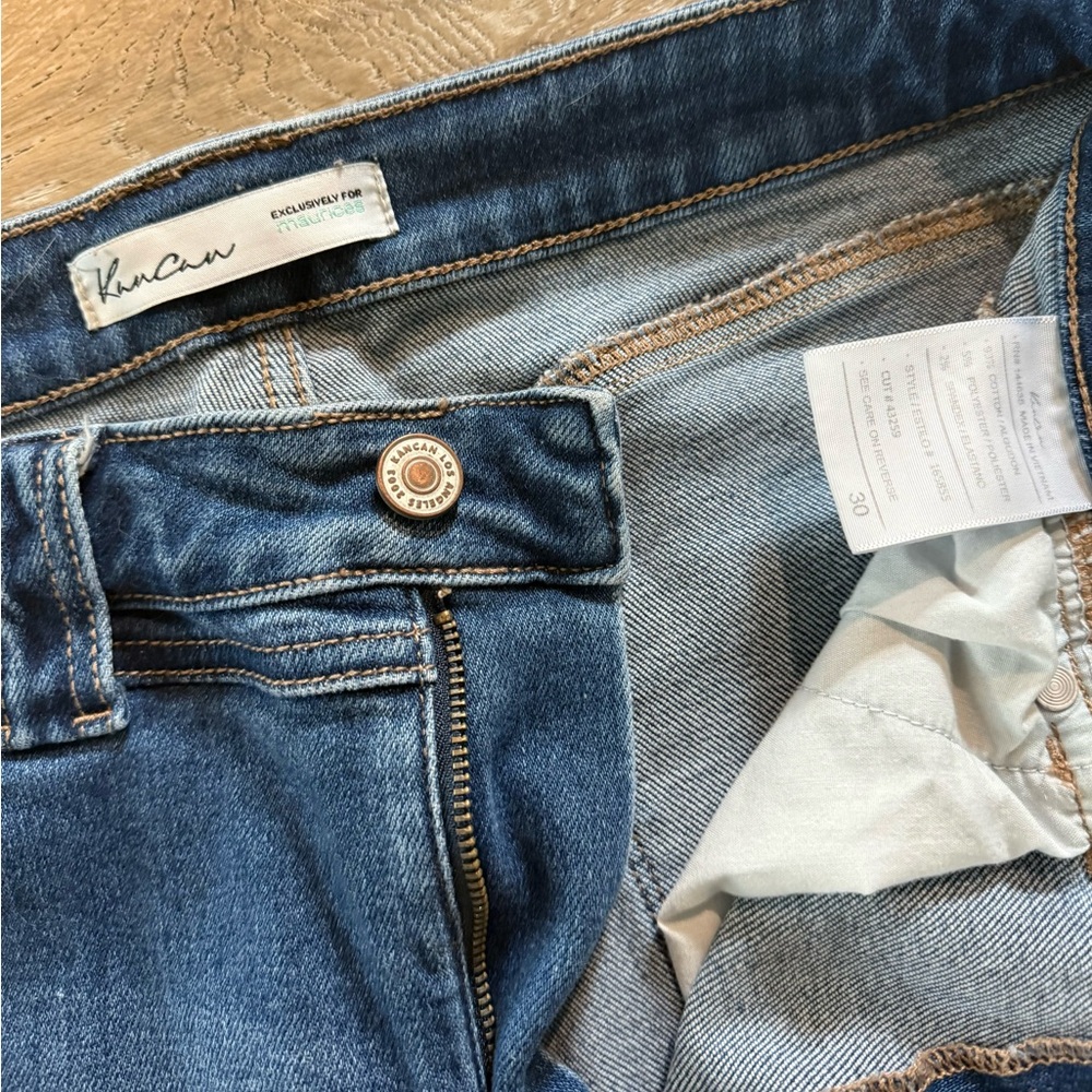 KanCan Blue Ankle Cropped Jeans with Signature Stitching